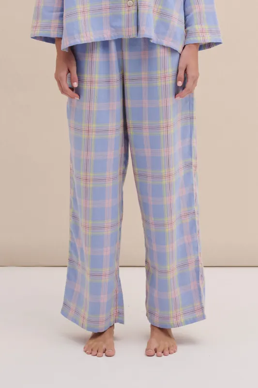 402 Trousers Lightweight Flannel Blue/Pink sold by Desmond & Dempsey