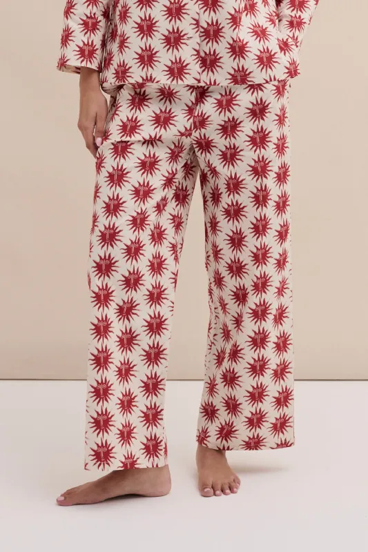 402 Trousers Helios Cream/Red sold by Desmond & Dempsey