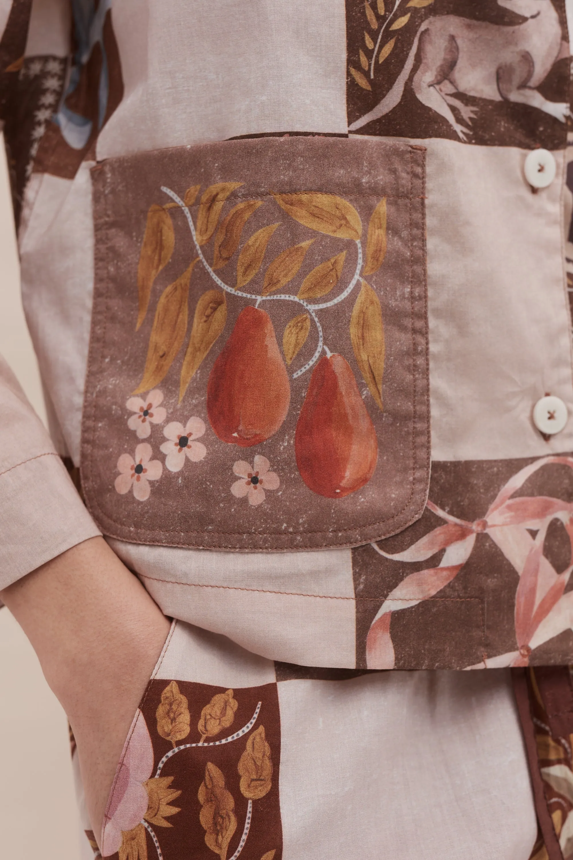 Pocket Set Idle Hands Check Mocha/Pink sold by Desmond & Dempsey product image thumbnail 5