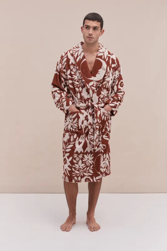 Unisex Towel Robe Idle Hands Mocha/Cream sold by Desmond & Dempsey