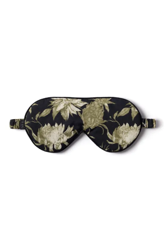 Cotton Luxe Eye Mask Night Bloom Black/Green sold by Desmond & Dempsey