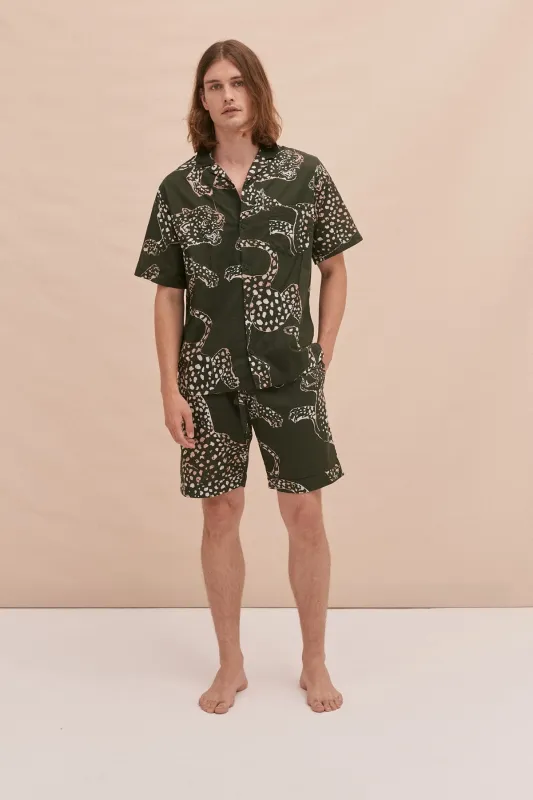 Men’s Cuban Pyjama Set The Jag Print Green sold by Desmond & Dempsey