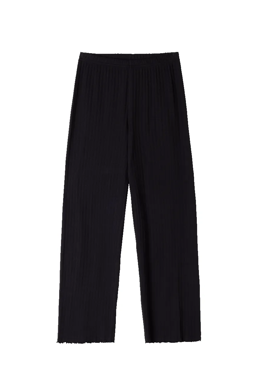 Pointelle Lounge Trousers Black sold by Desmond & Dempsey product image thumbnail 4