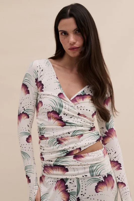 Lyocell Jersey Wrap Top Tigerlily Cream sold by Desmond & Dempsey