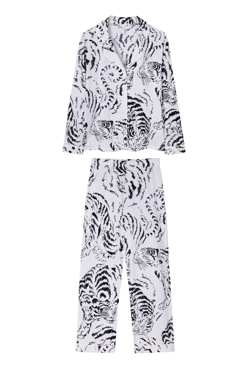Lyocell Jersey Long Pyjama Set Tigress Cream sold by Desmond & Dempsey product image thumbnail 5