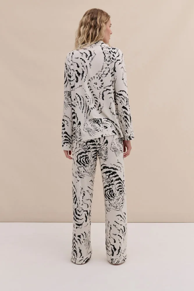 Lyocell Jersey Long Pyjama Set Tigress Cream sold by Desmond & Dempsey product image thumbnail 3