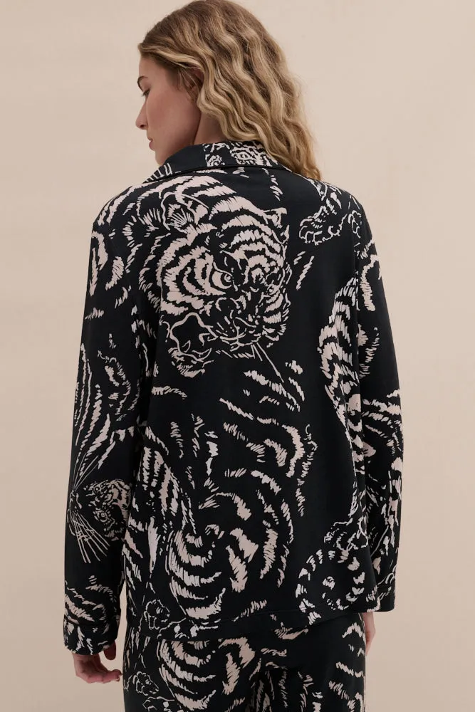 Lyocell Jersey Long Pyjama Set Tigress Graphite sold by Desmond & Dempsey product image thumbnail 5