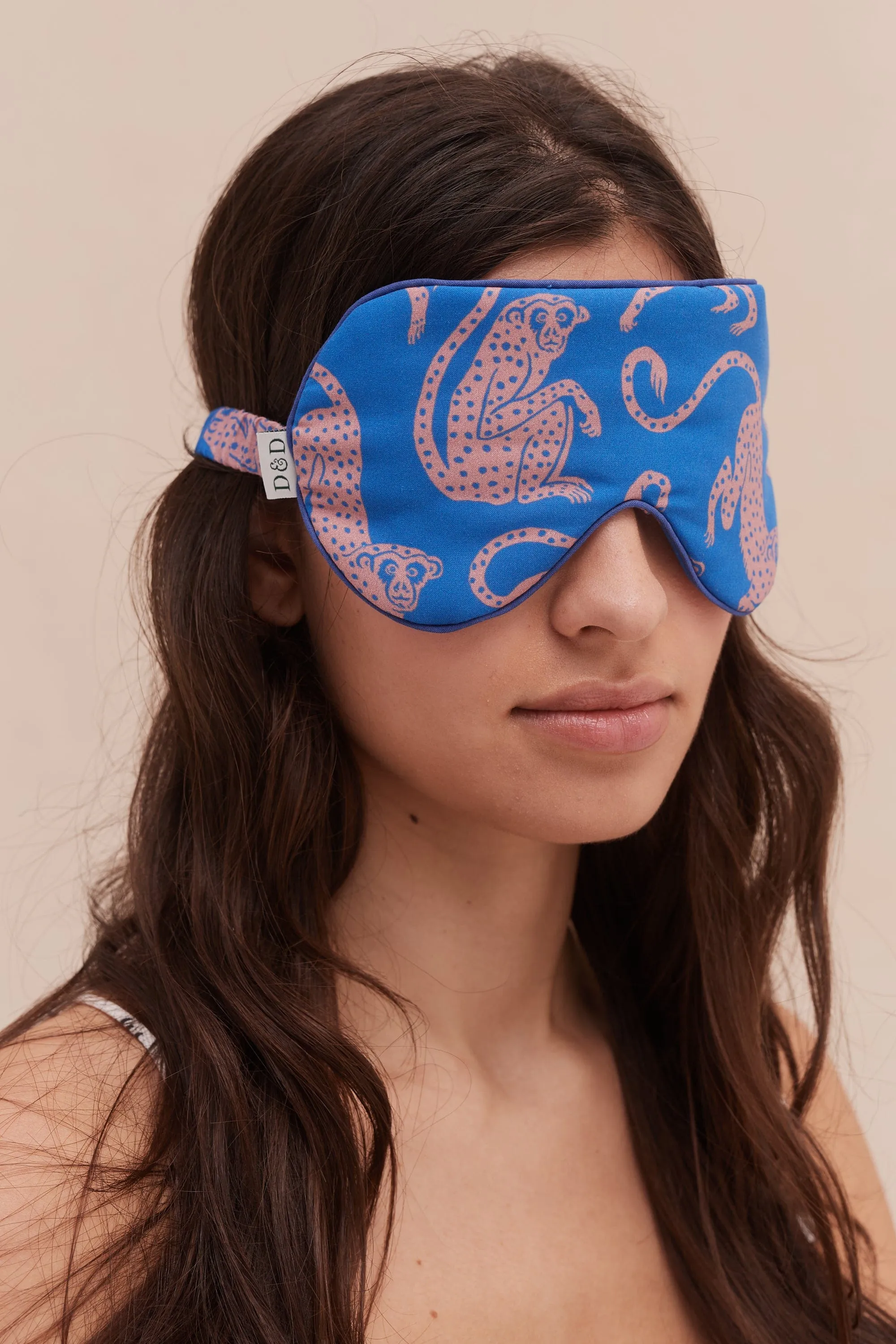 Cotton Luxe Eye Mask Chango Print Blue/Pink sold by Desmond & Dempsey product image thumbnail 4