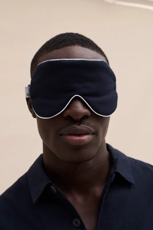 Men’s Eye Mask Brushed Cotton Navy/Cream sold by Desmond & Dempsey