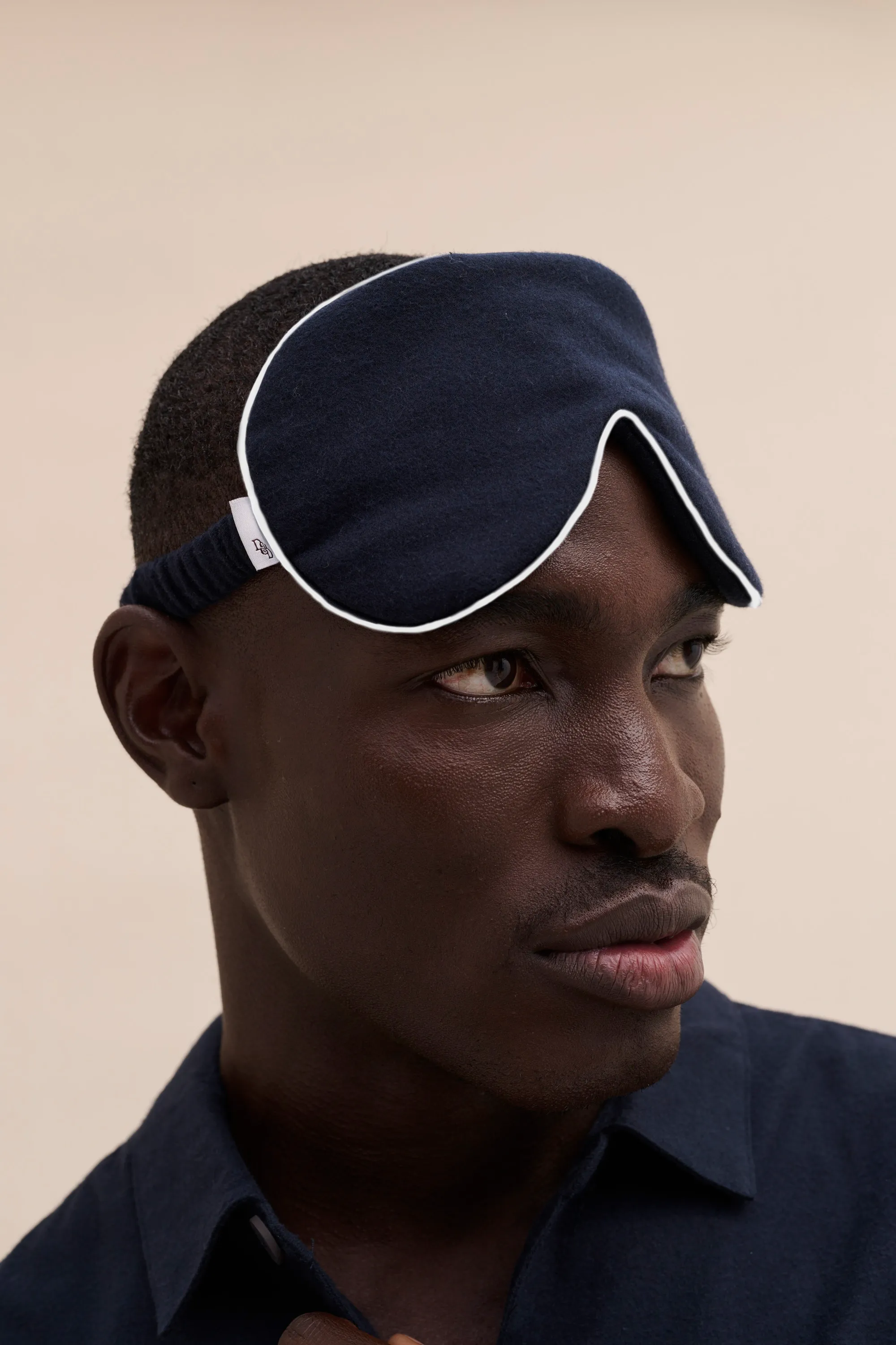 Men’s Eye Mask Brushed Cotton Navy/Cream sold by Desmond & Dempsey product image thumbnail 2