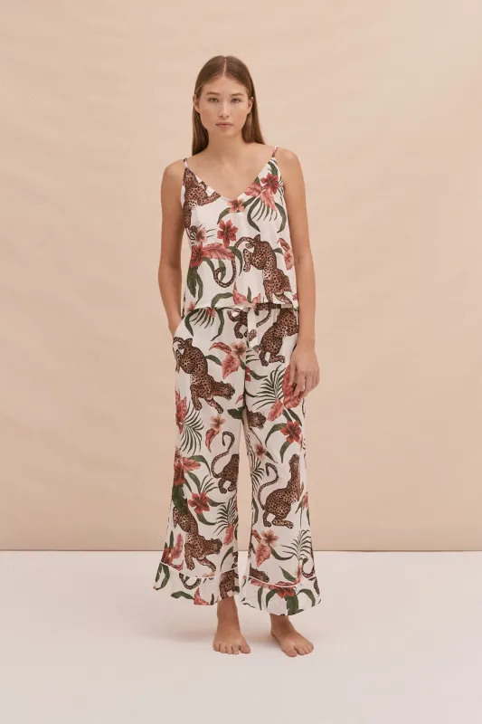 Cami Top & Wide Leg Trouser Set Soleia Leopard Print Cream made by Desmond & Dempsey