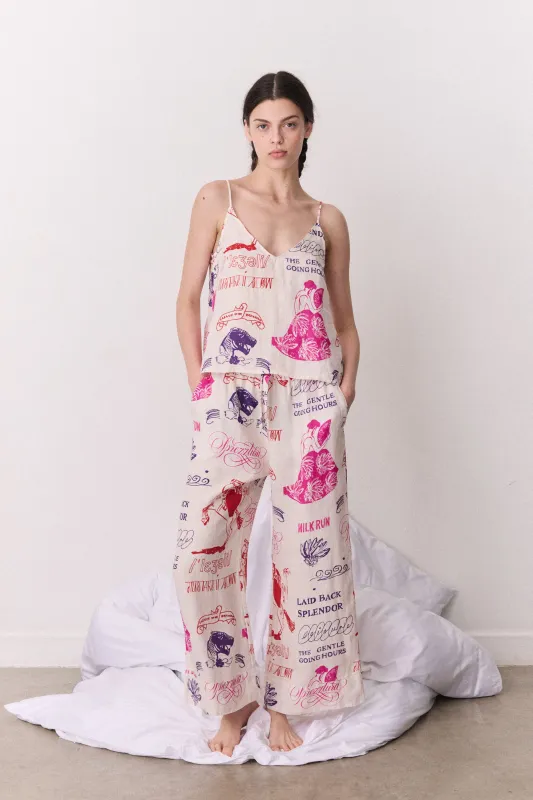 Cami & Wide Leg Sprezzatura Linen Multi made by Desmond & Dempsey