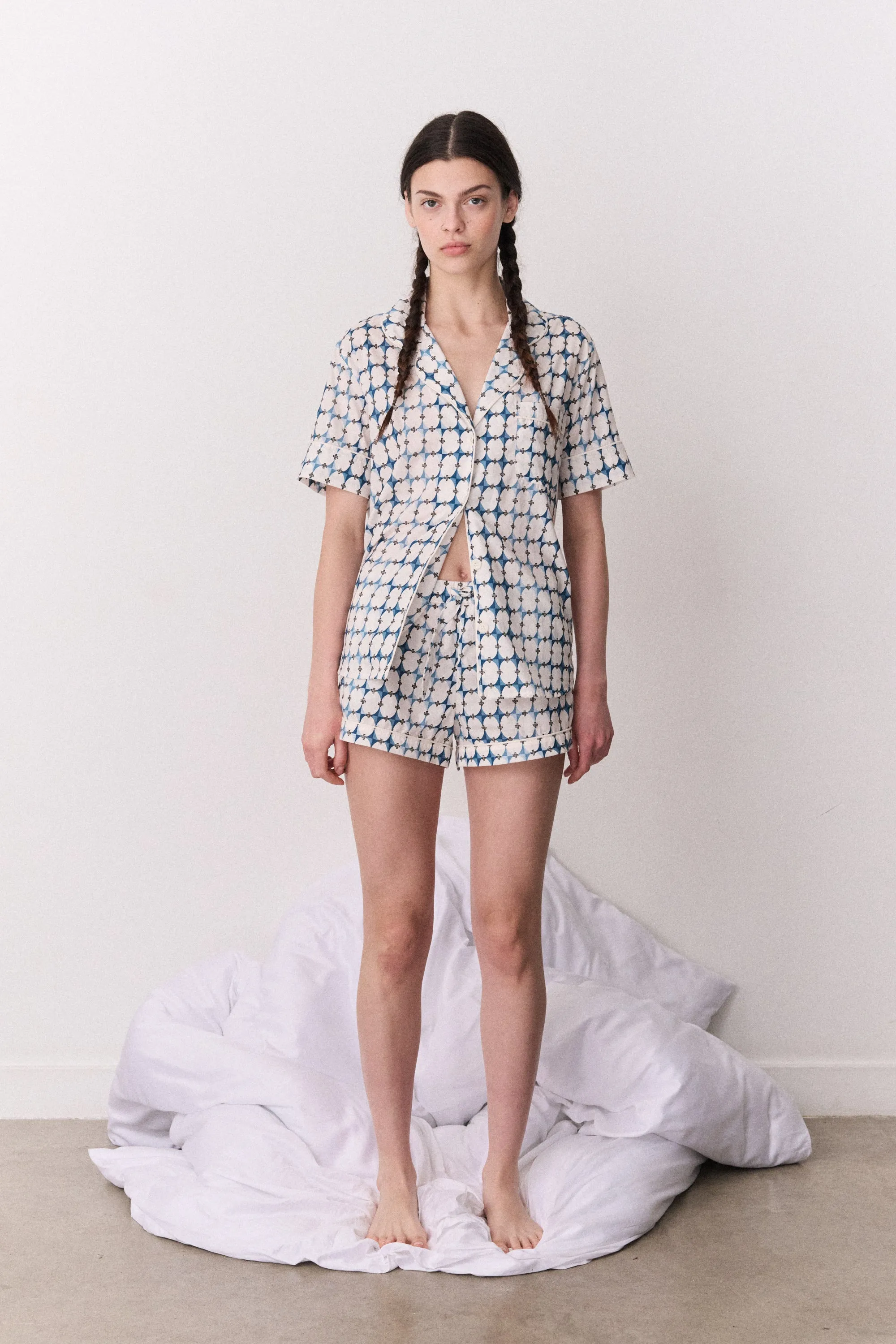 Short Sleeve Set The Geo Blue sold by Desmond & Dempsey