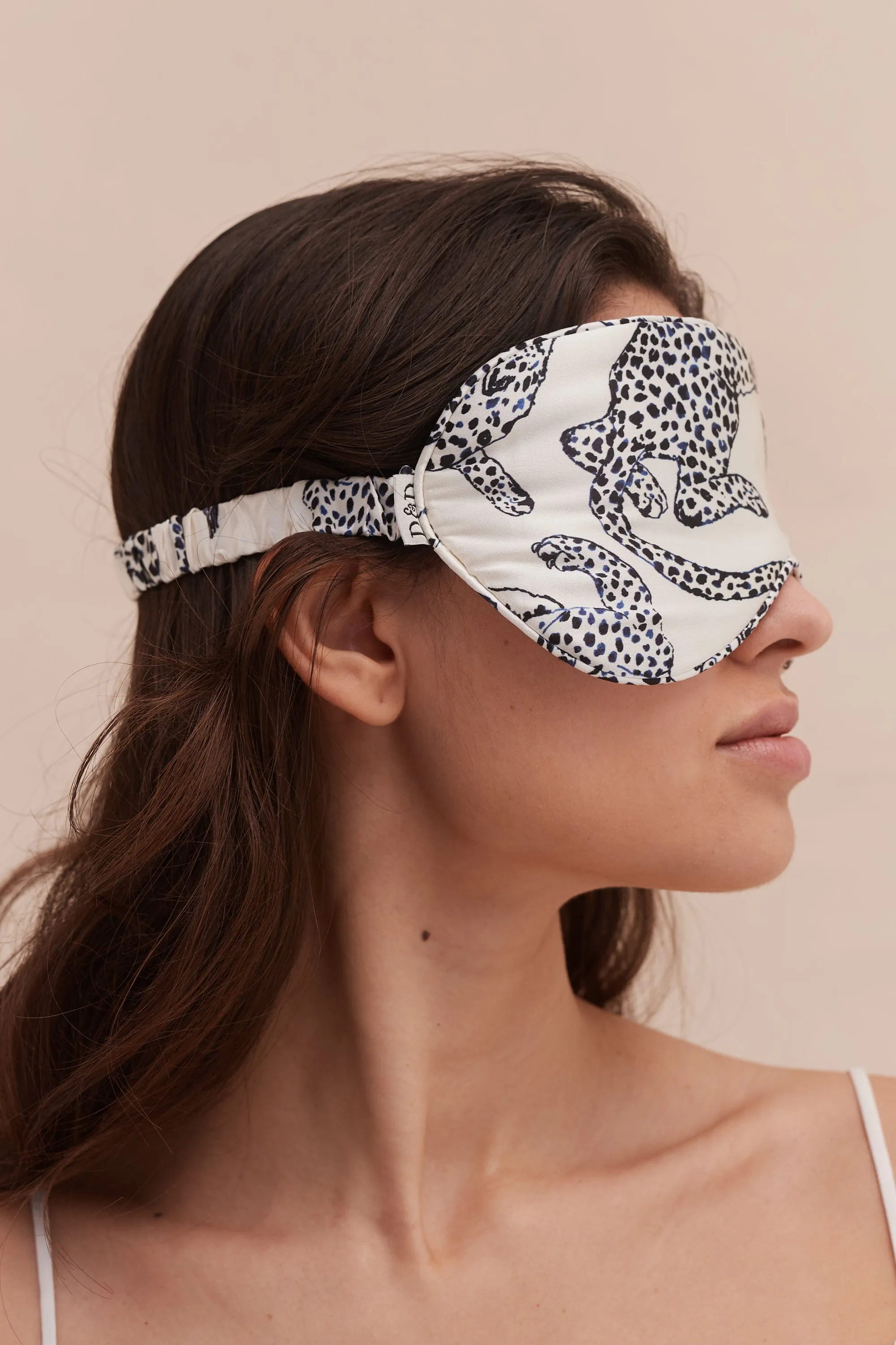 Silk Eye Mask Jag Print Cream sold by Desmond & Dempsey product image thumbnail 3