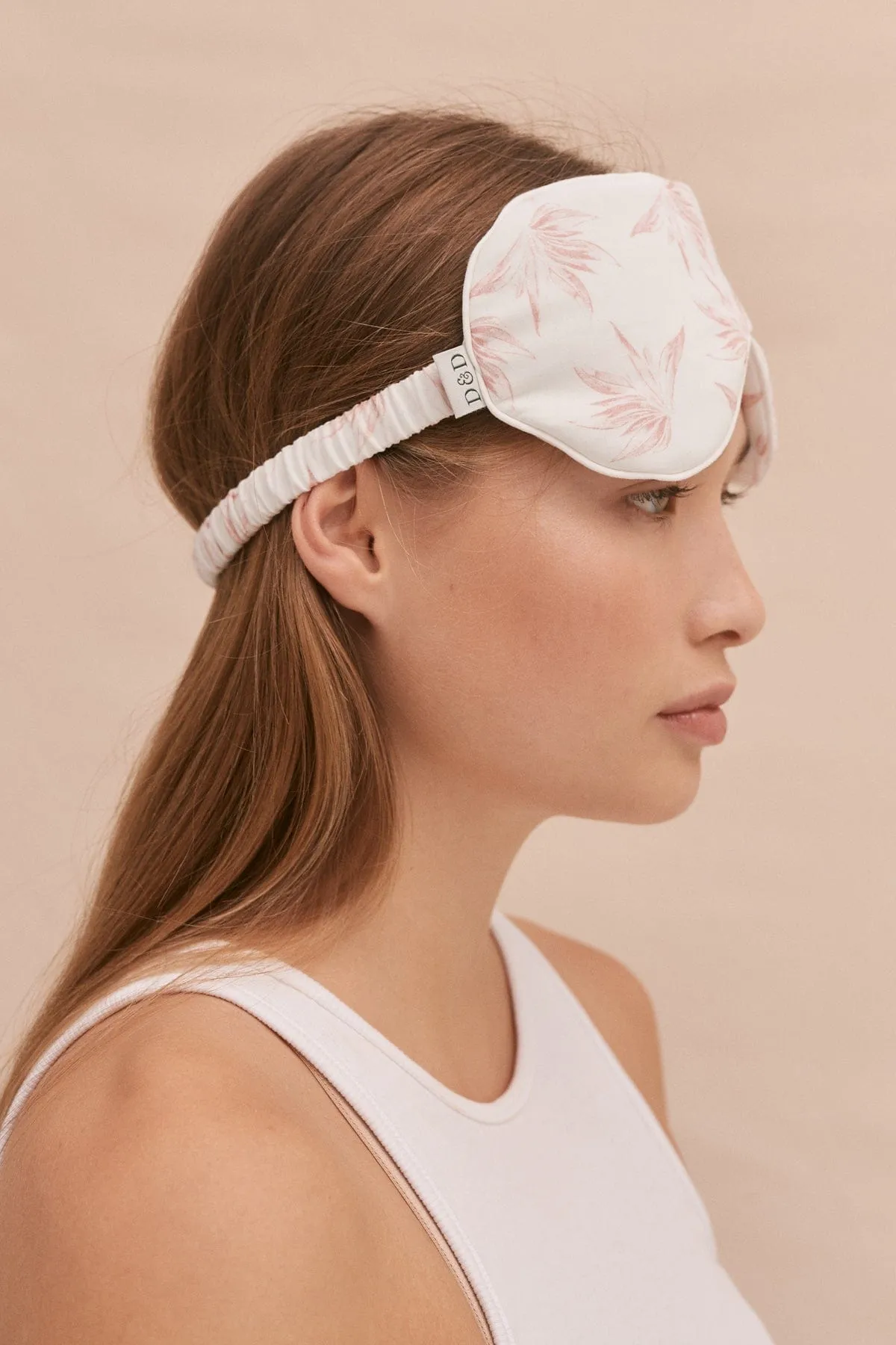 Cotton Luxe Eye Mask Deia Print White/Pink sold by Desmond & Dempsey product image thumbnail 2