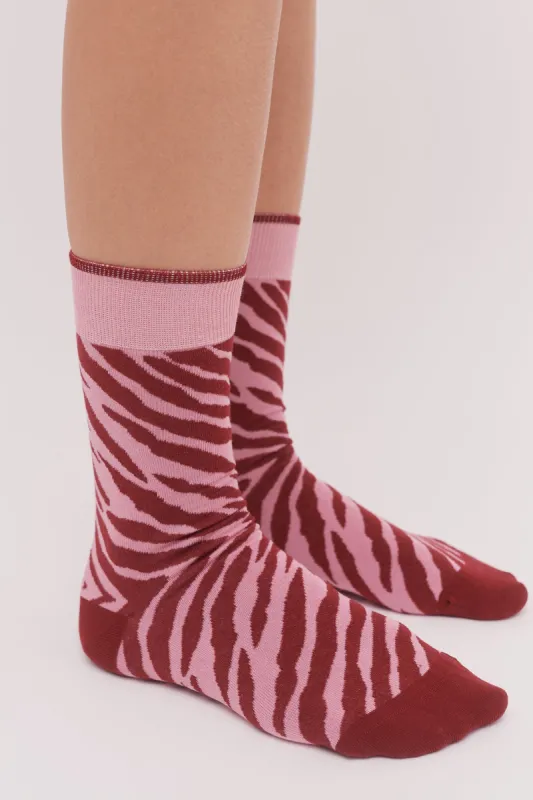 Women's Socks Tiger Print Pink sold by Desmond & Dempsey
