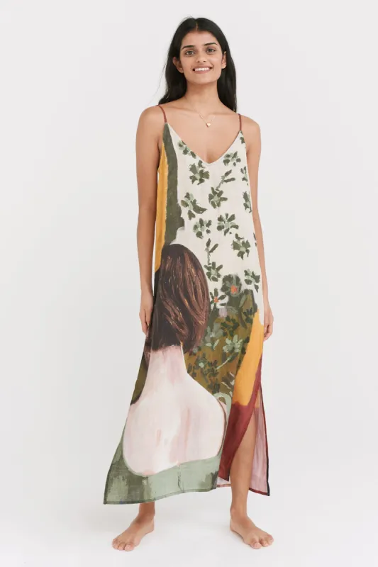 Slip Nightie Balandra Print Linen sold by Desmond & Dempsey