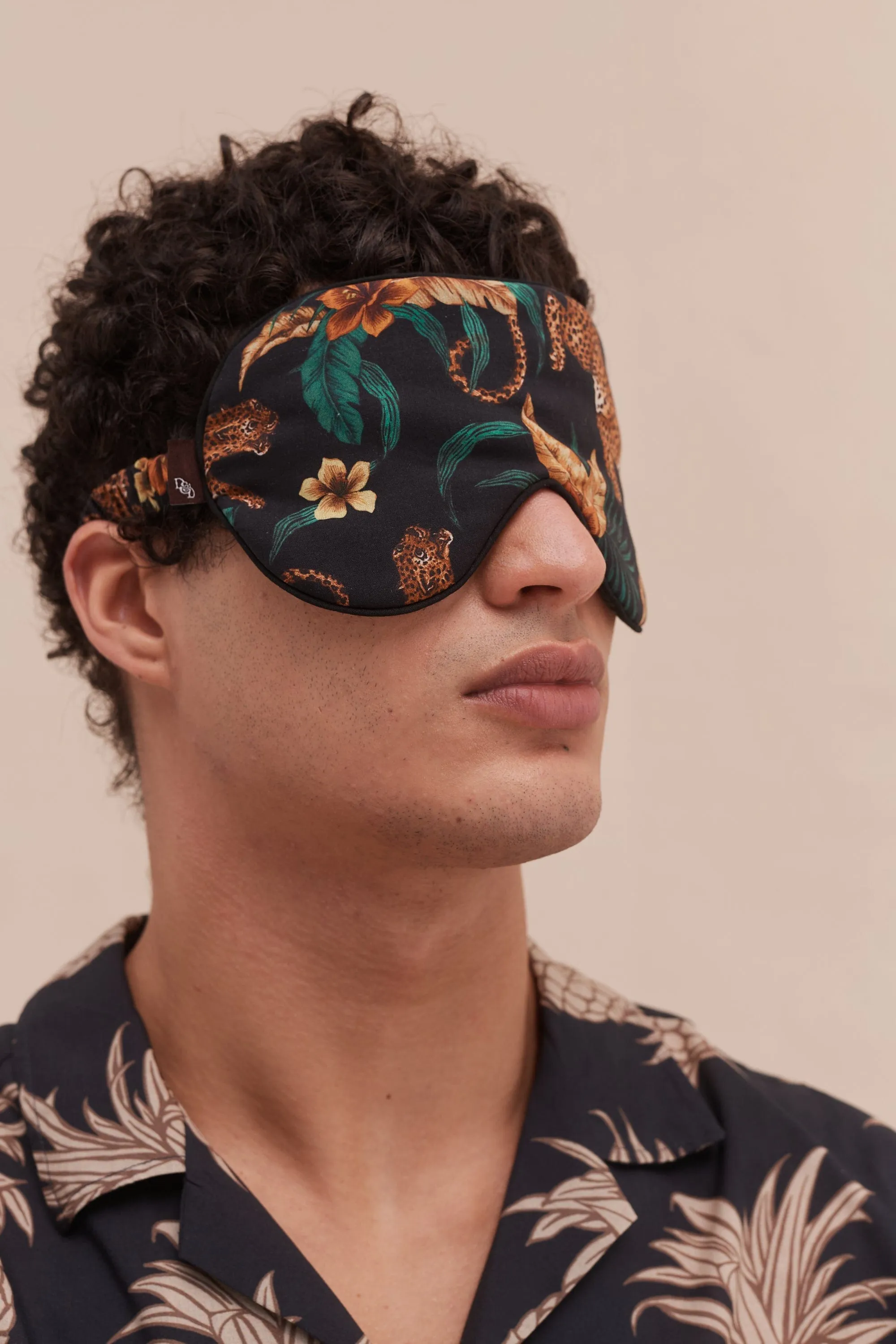 Men's Eye Mask Soleia Leopard Print Black/Yellow sold by Desmond & Dempsey product image thumbnail 4
