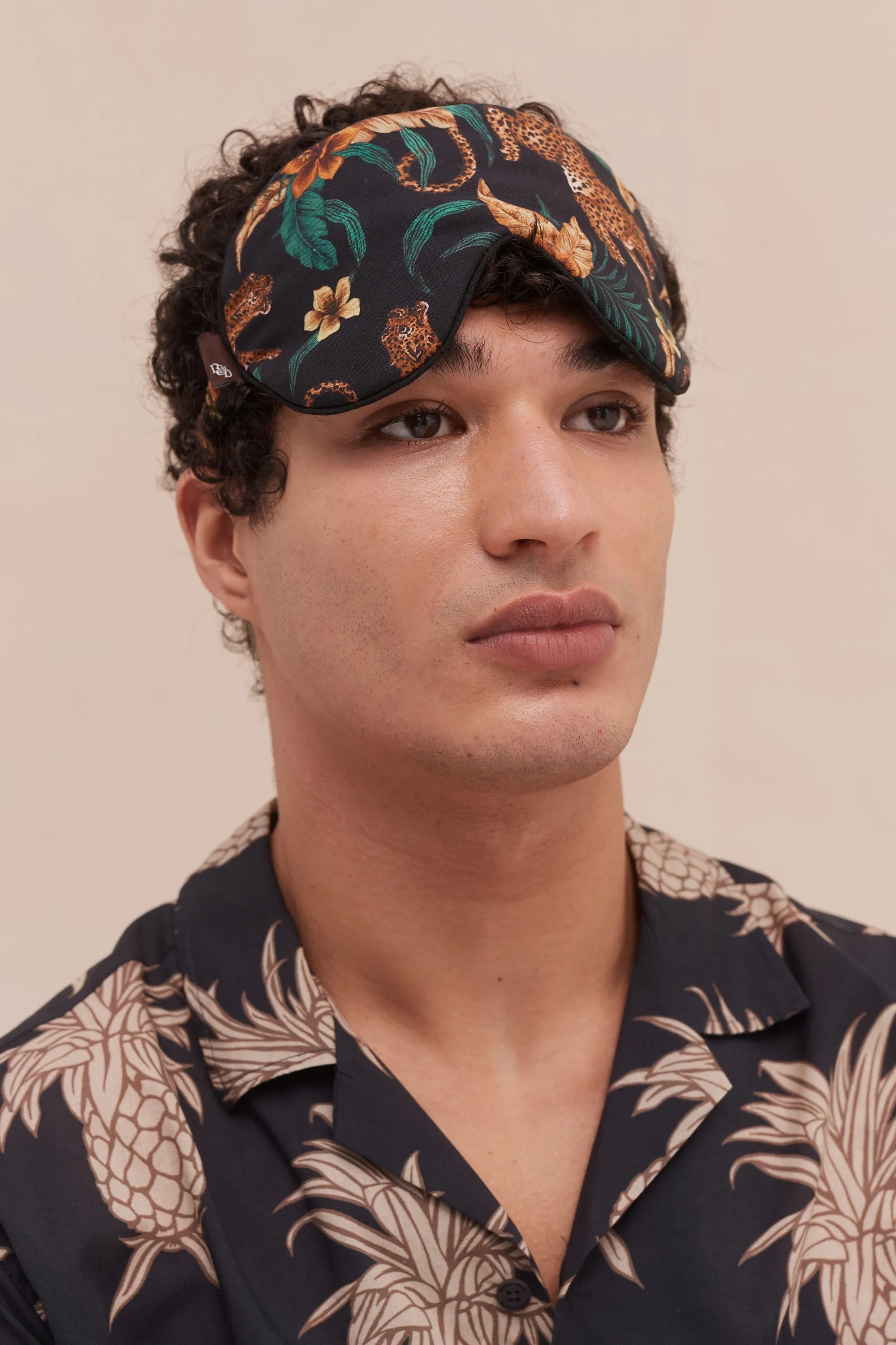 Men's Eye Mask Soleia Leopard Print Black/Yellow sold by Desmond & Dempsey