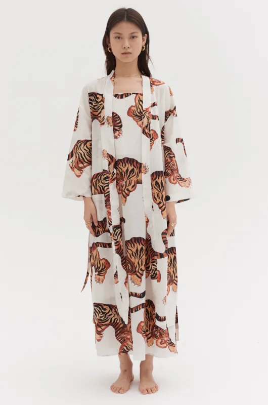 Wrap Robe Rayas Print Cream sold by Desmond & Dempsey