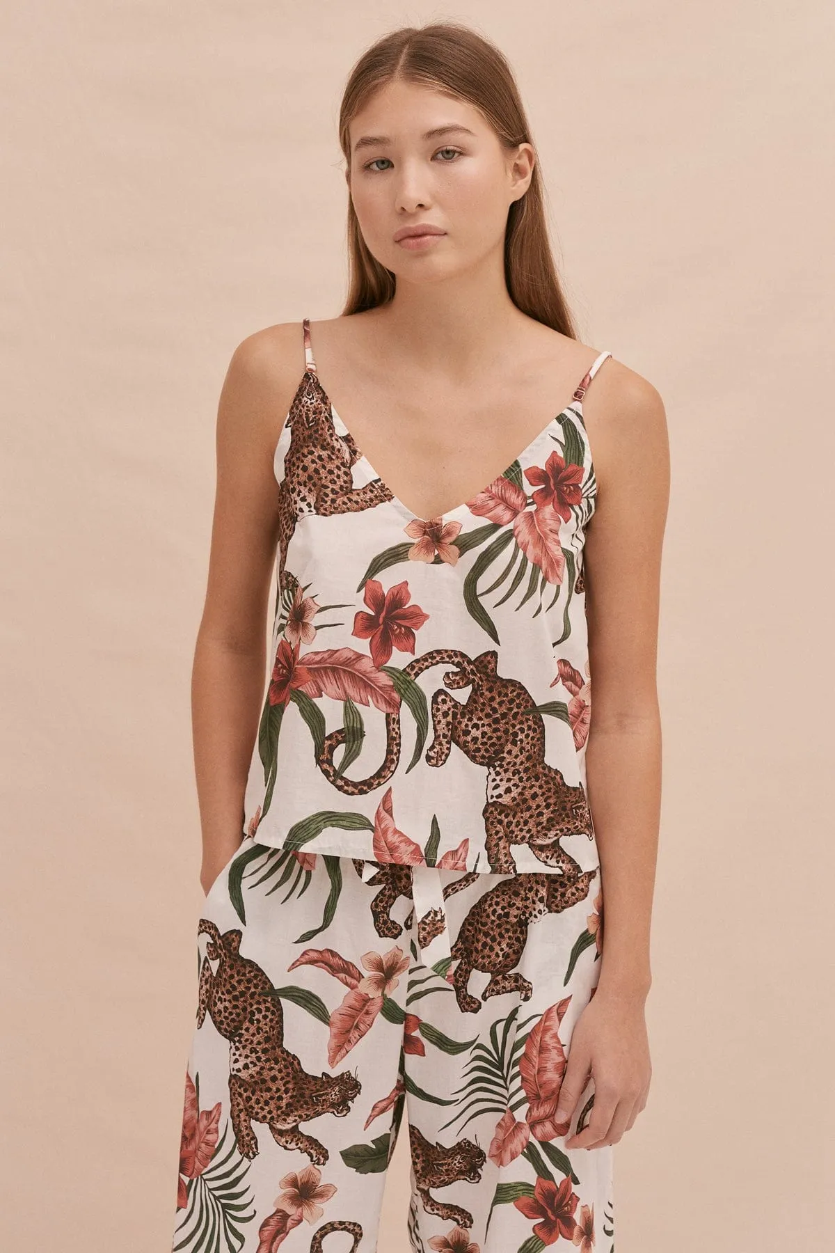 Cami Top Soleia Print Cream sold by Desmond & Dempsey