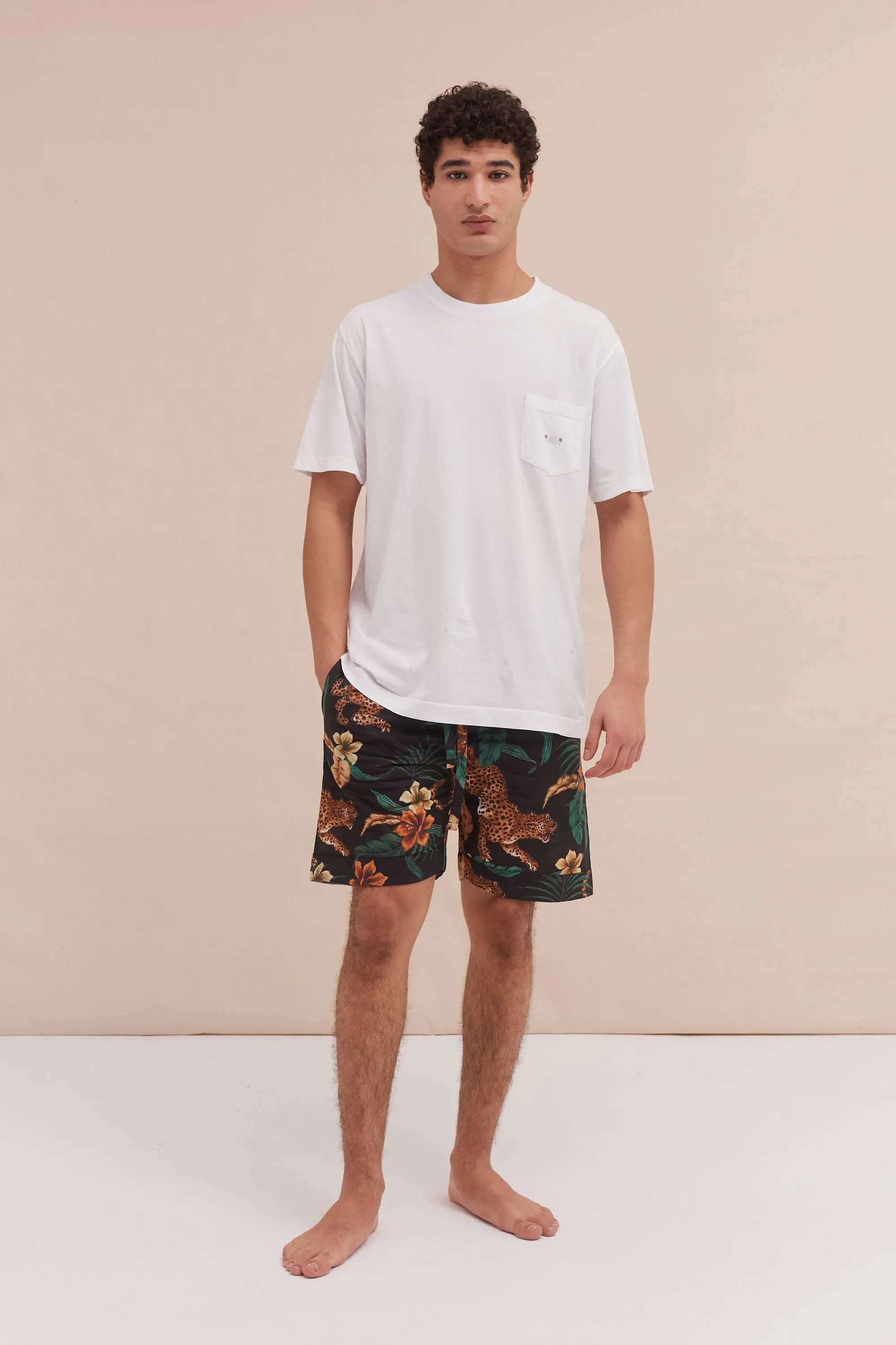 Men’s Pyjama Shorts Soleia Print Black/Yellow sold by Desmond & Dempsey