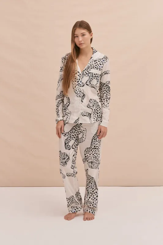 Long Pyjama Set The Jag Print Cream sold by Desmond & Dempsey