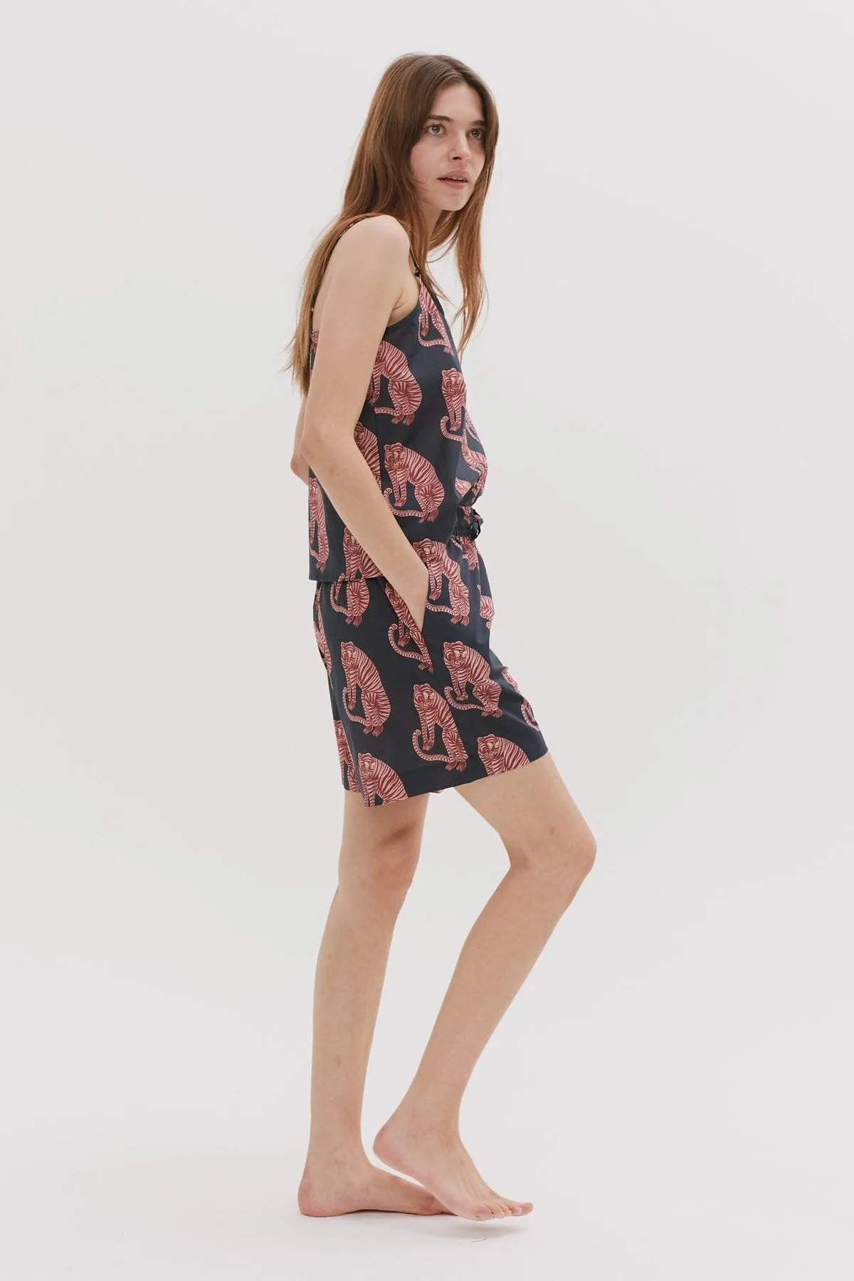 Cami Top Sansindo Tiger Print Navy/Pink sold by Desmond & Dempsey product image thumbnail 4