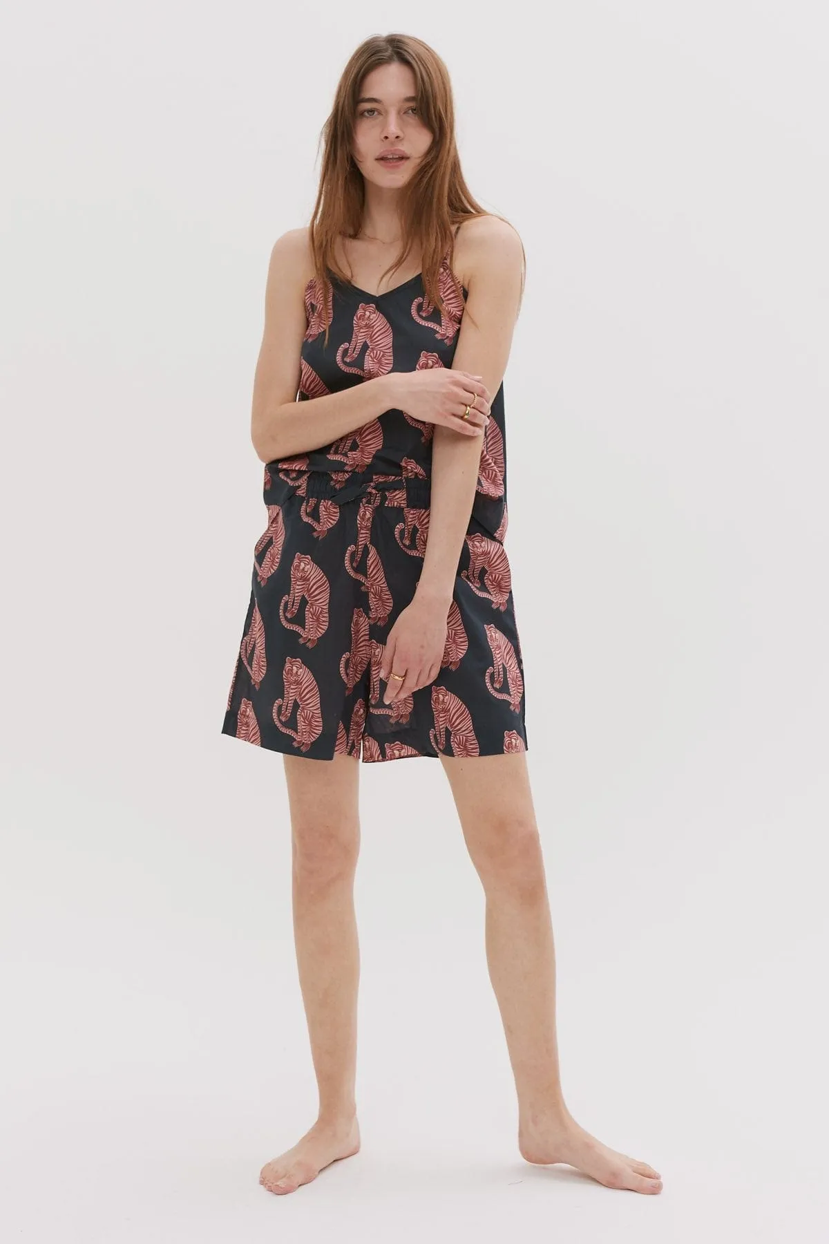 Cami Top Sansindo Tiger Print Navy/Pink sold by Desmond & Dempsey product image thumbnail 2