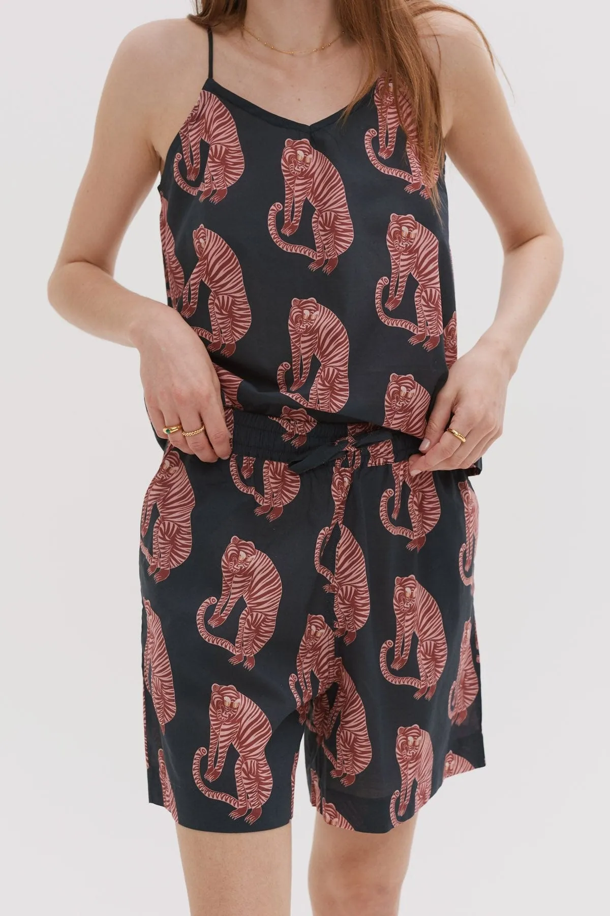 Cami Top Sansindo Tiger Print Navy/Pink sold by Desmond & Dempsey product image thumbnail 3