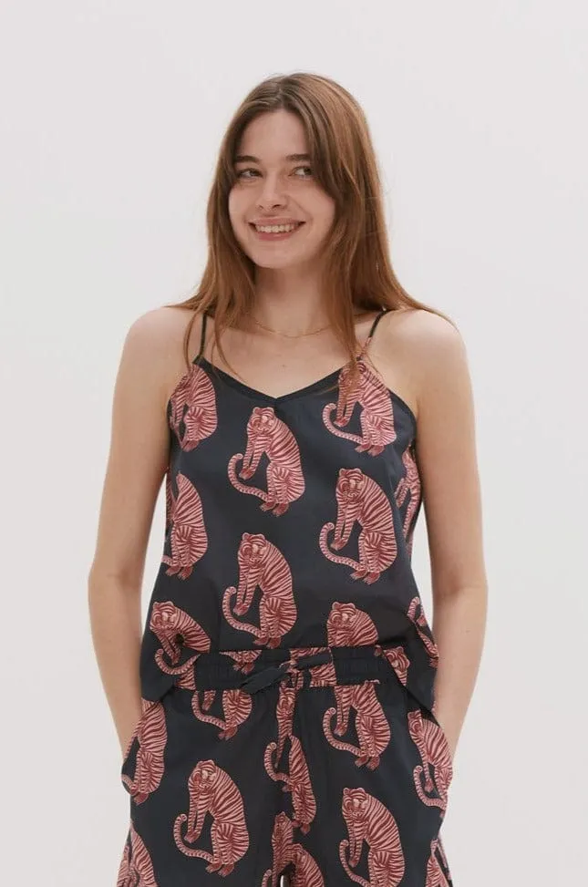 Cami Top Sansindo Tiger Print Navy/Pink sold by Desmond & Dempsey