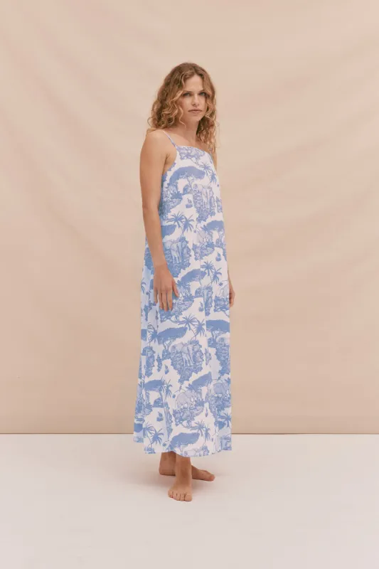 Square Nightie Loxodonta Print Blue sold by Desmond & Dempsey