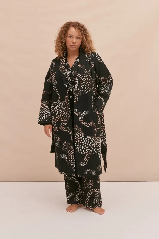 Quilted Robe The Jag Print Navy sold by Desmond & Dempsey