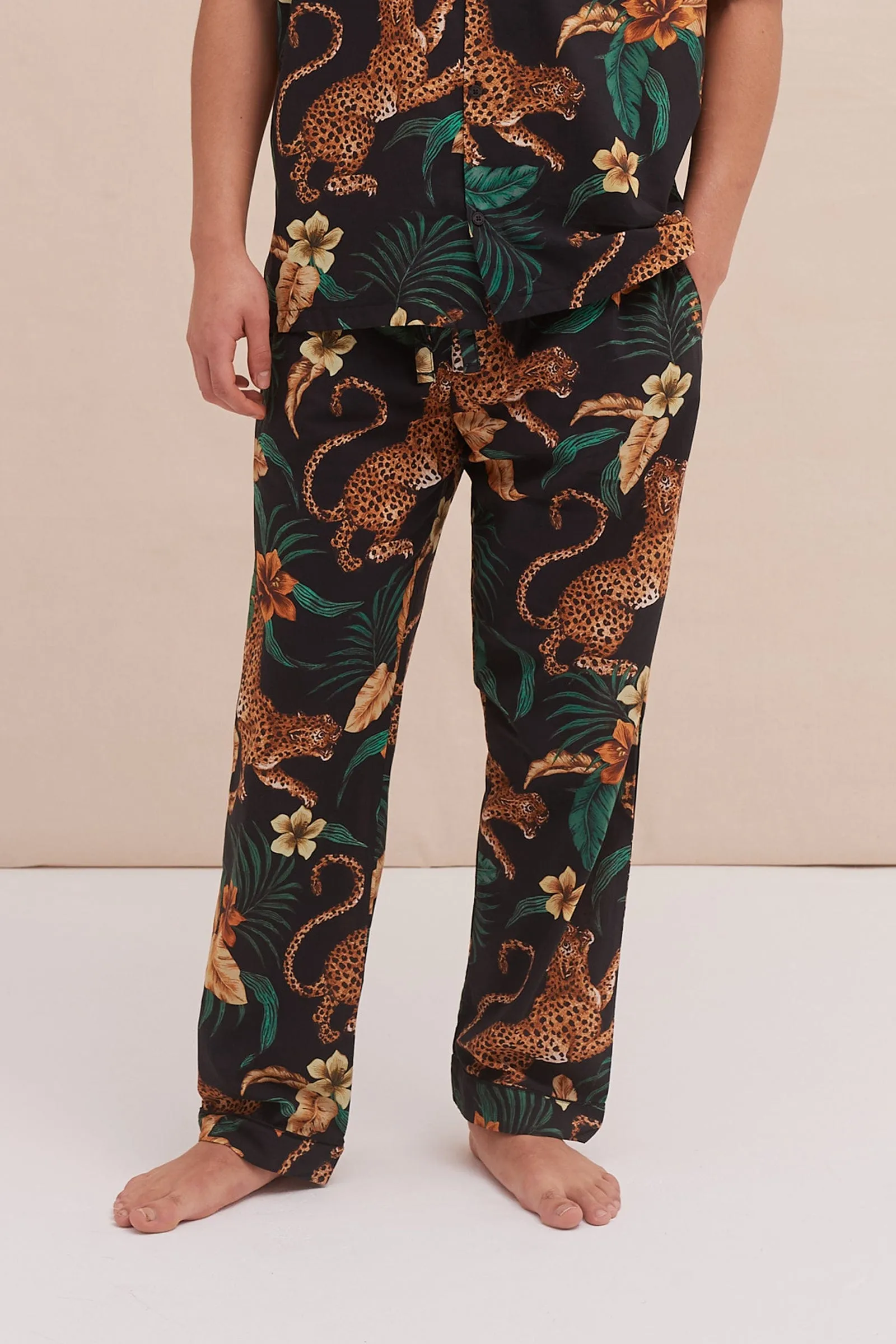 Men’s Pyjama Trousers Soleia Print Black/Yellow sold by Desmond & Dempsey product image thumbnail 2