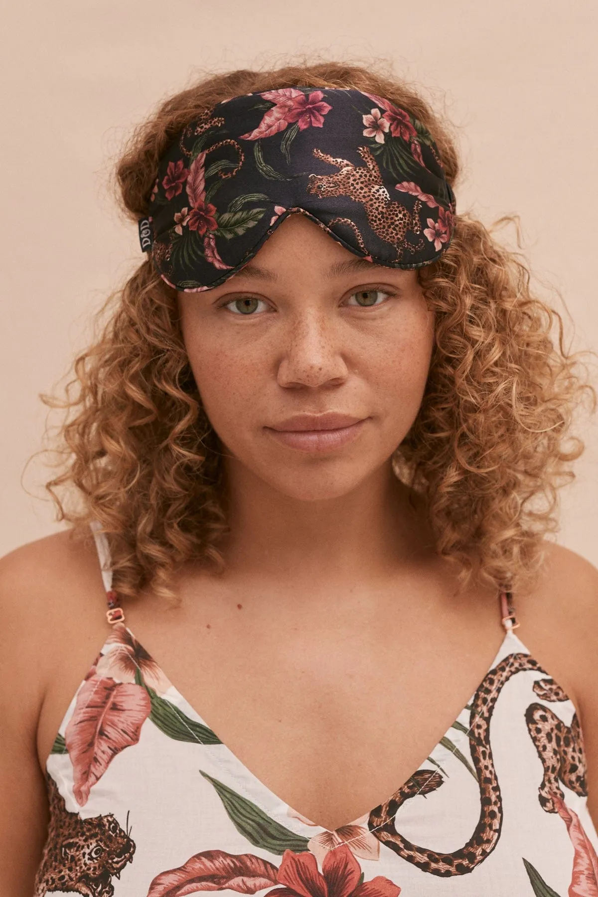 Cotton Luxe Eye Mask Soleia Leopard Print Multi sold by Desmond & Dempsey