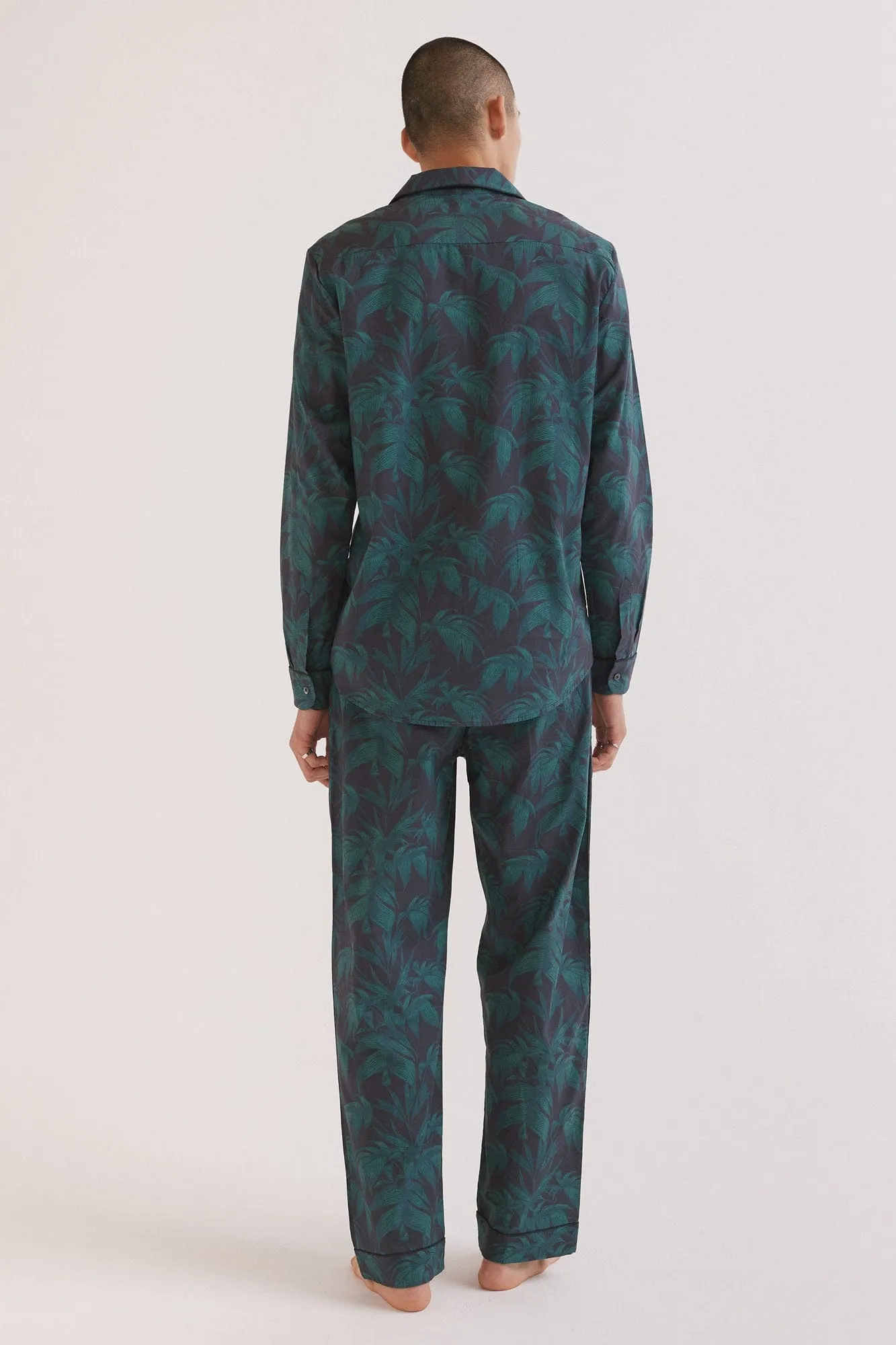 Men’s Pyjama Trousers Byron Tropical Print Navy/Green sold by Desmond & Dempsey product image thumbnail 3
