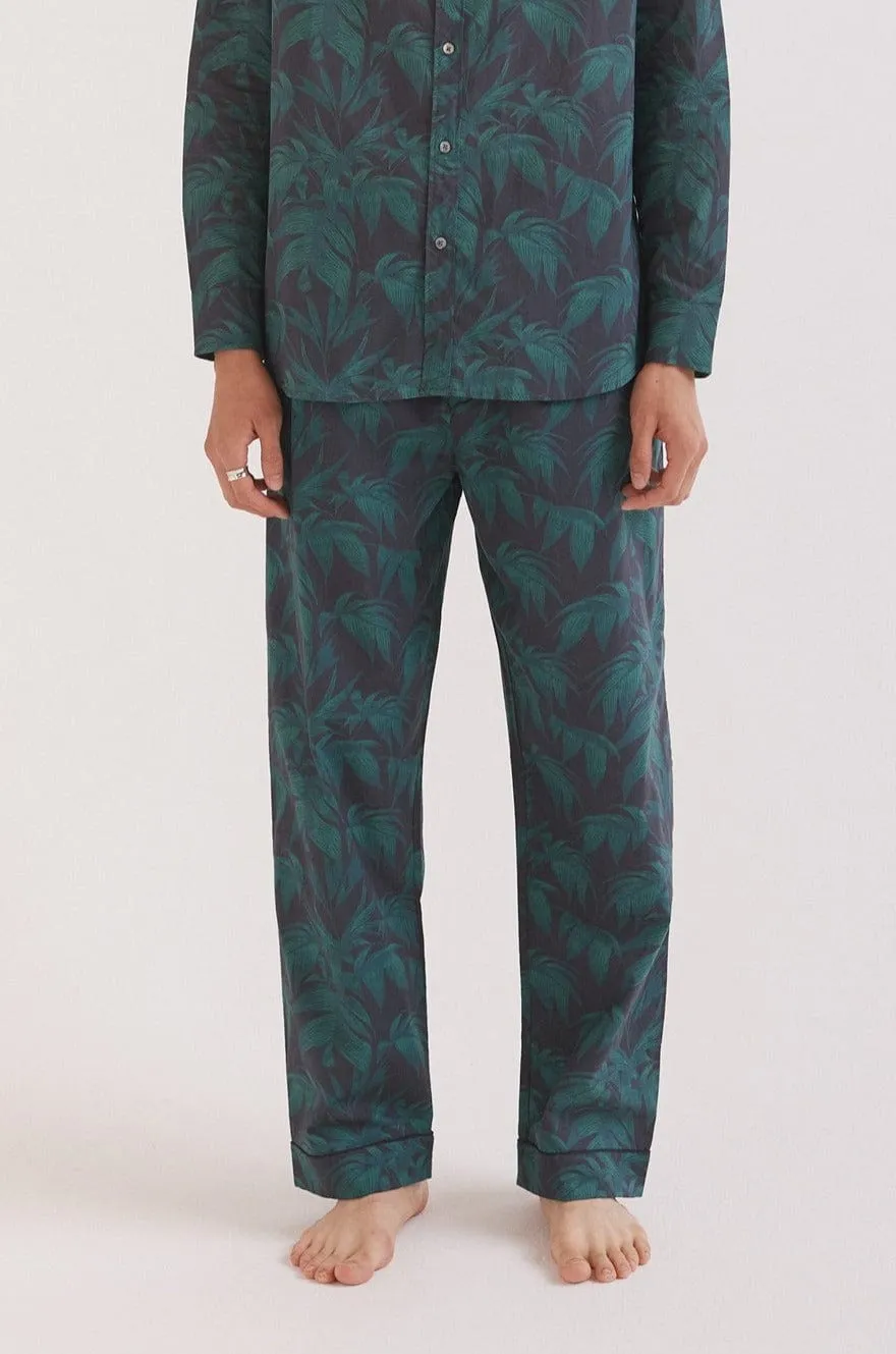 Men’s Pyjama Trousers Byron Tropical Print Navy/Green sold by Desmond & Dempsey product image thumbnail 2