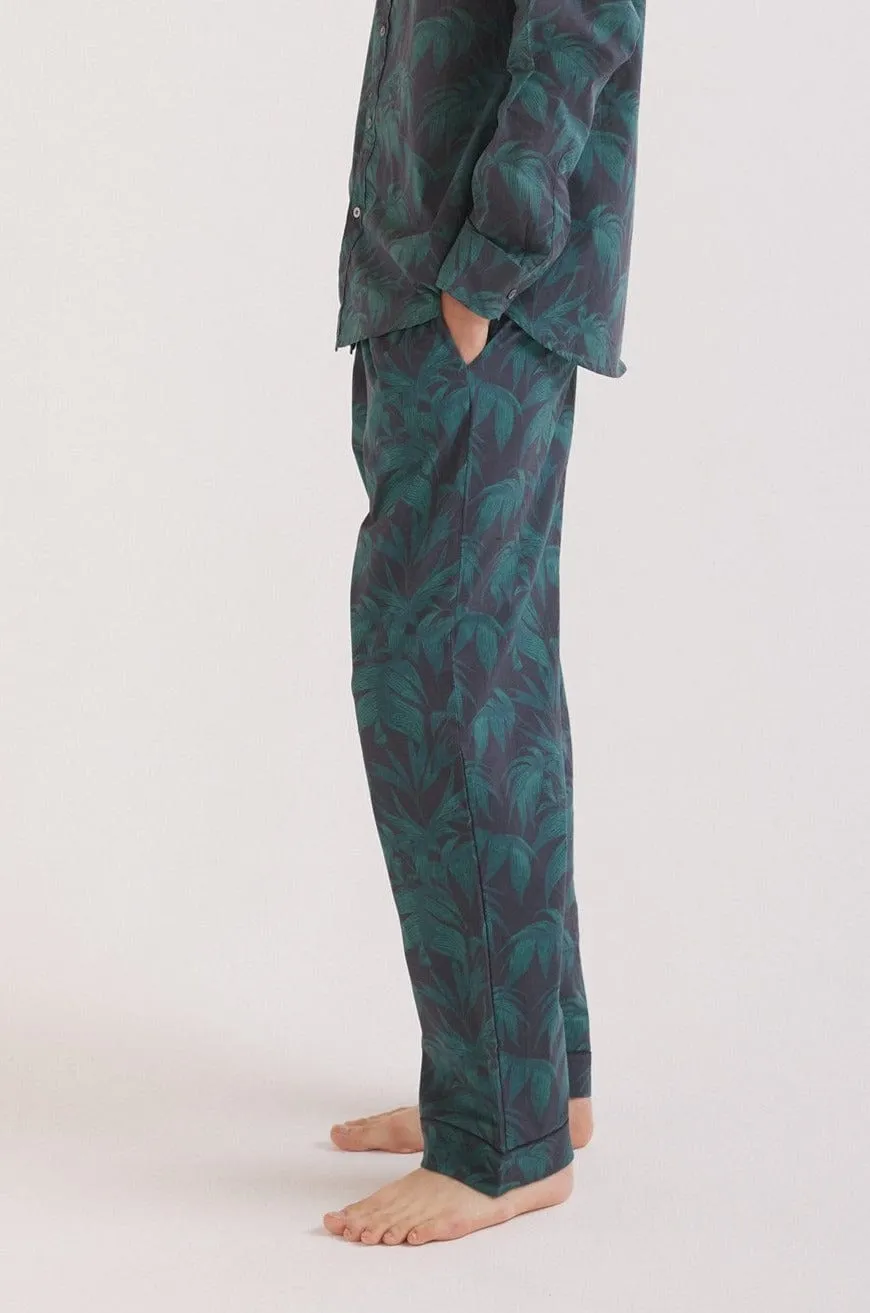 Men’s Pyjama Trousers Byron Tropical Print Navy/Green sold by Desmond & Dempsey