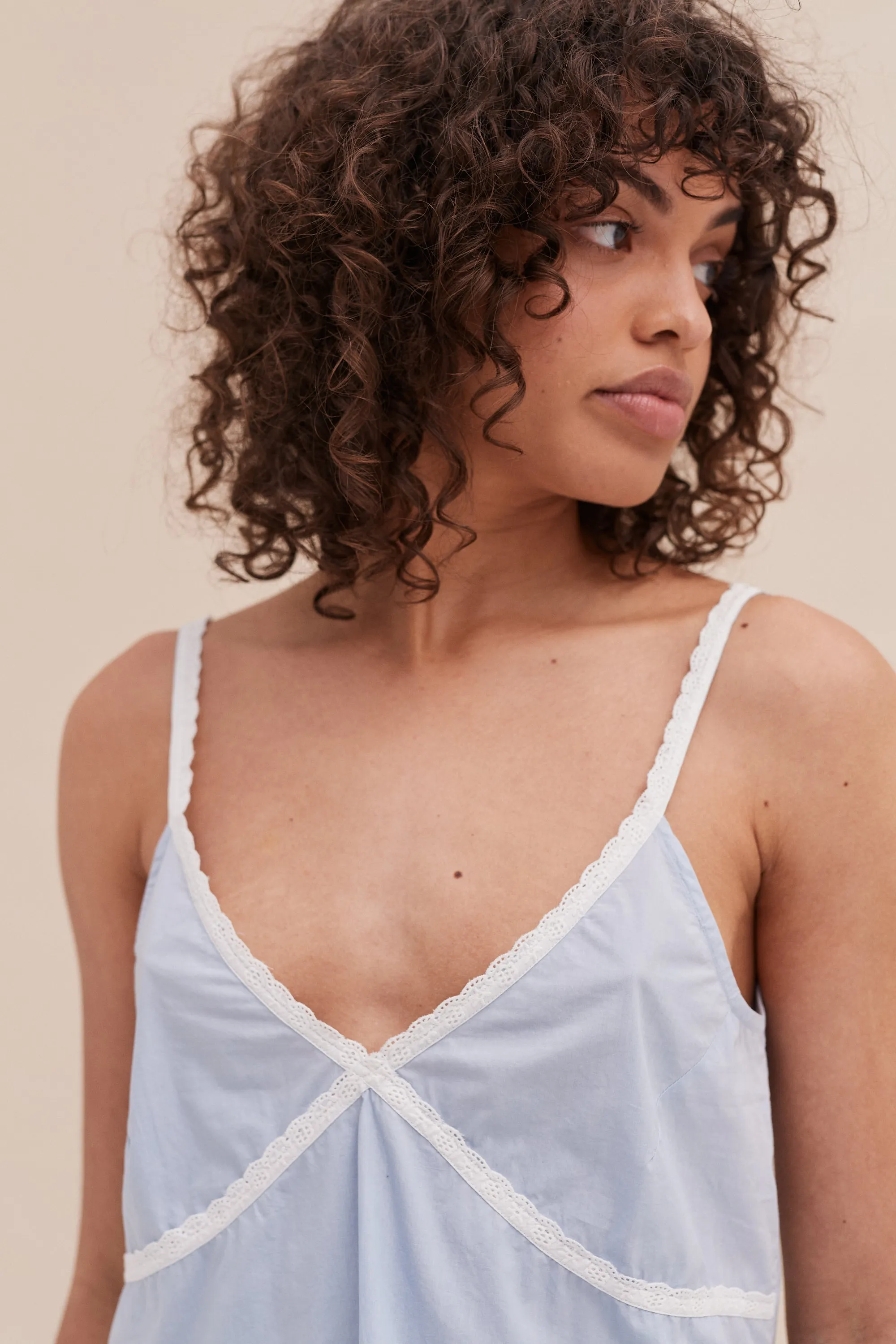 Cami Top Poplin Light Blue sold by Desmond & Dempsey product image thumbnail 5