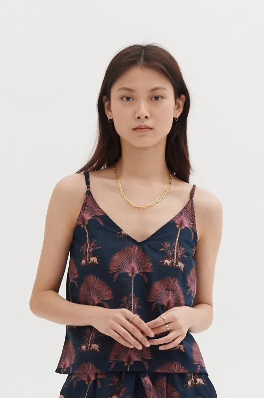 Cami Top Ravenala Print Navy sold by Desmond & Dempsey