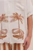 Men’s Cuban Pyjama Shirt Palm Croc Cream/Brown Linen sold by Desmond & Dempsey
