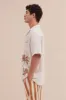 Men’s Cuban Pyjama Shirt Palm Croc Cream/Brown Linen sold by Desmond & Dempsey