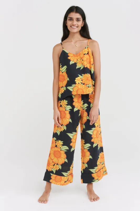 Cami & Wide Leg Set Tithonia Print Navy sold by Desmond & Dempsey