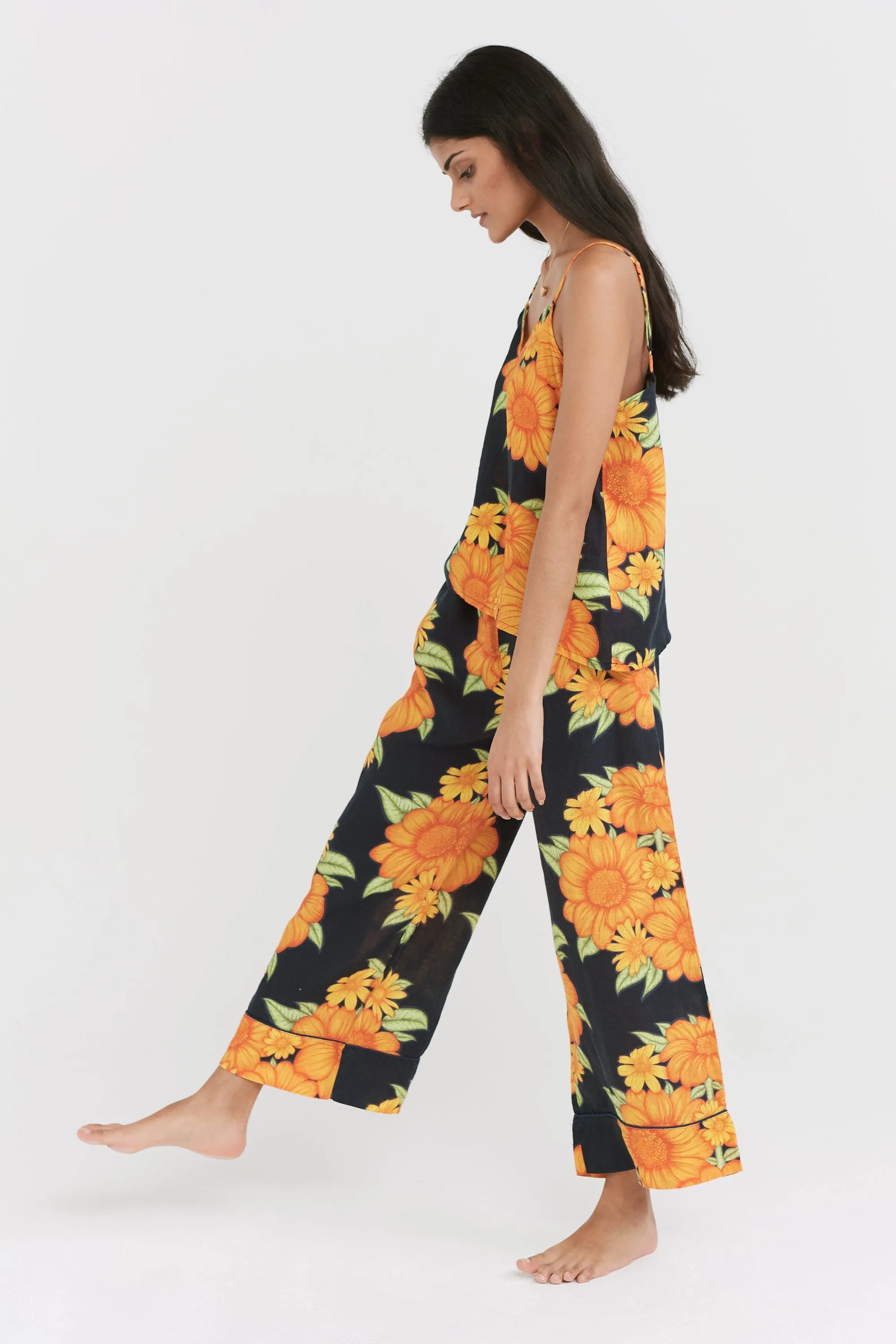 Cami & Wide Leg Set Tithonia Print Navy sold by Desmond & Dempsey product image thumbnail 4