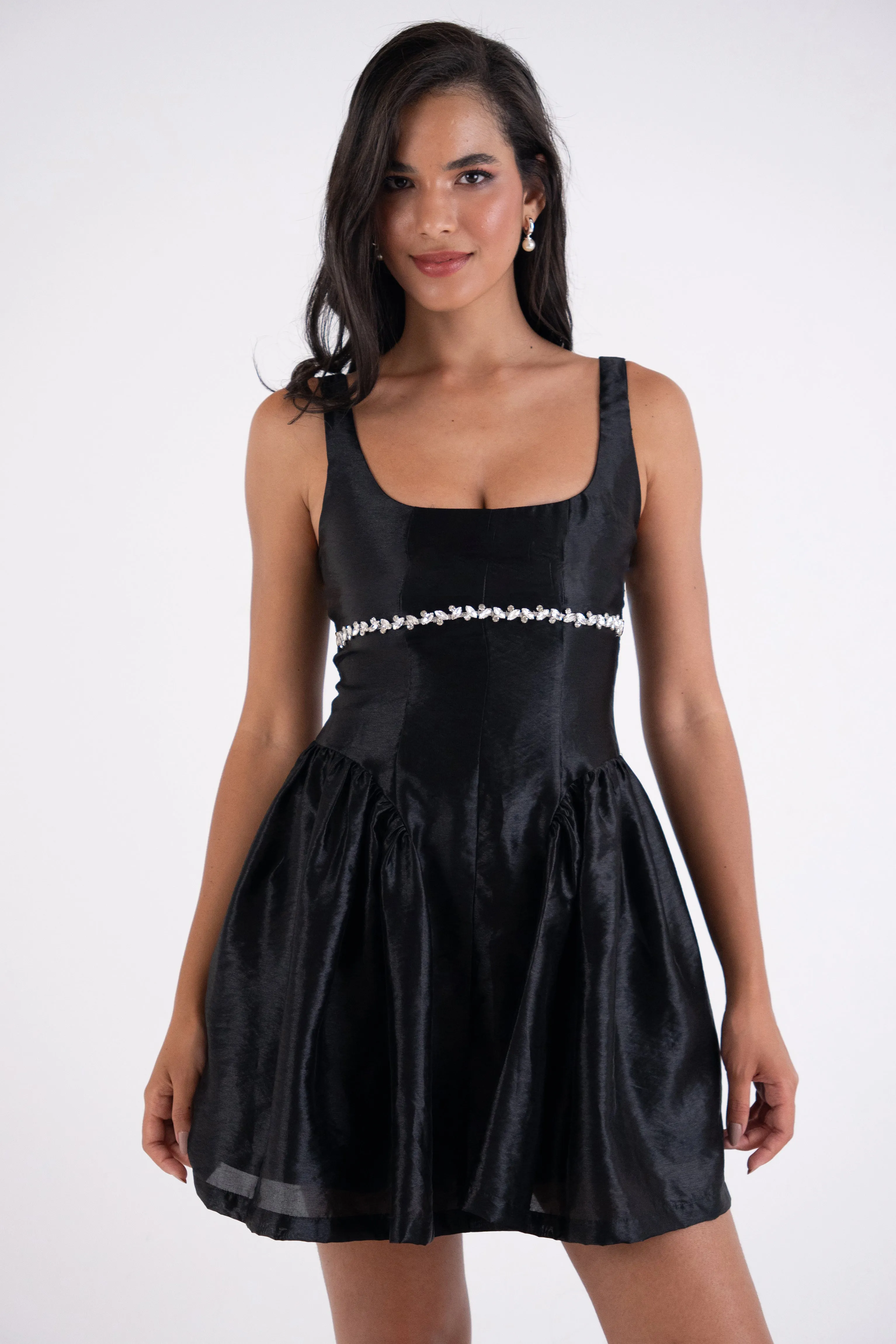 Cheryl Black Embellished Satin Crepe Dress sold by AMYLYNN product image thumbnail 3