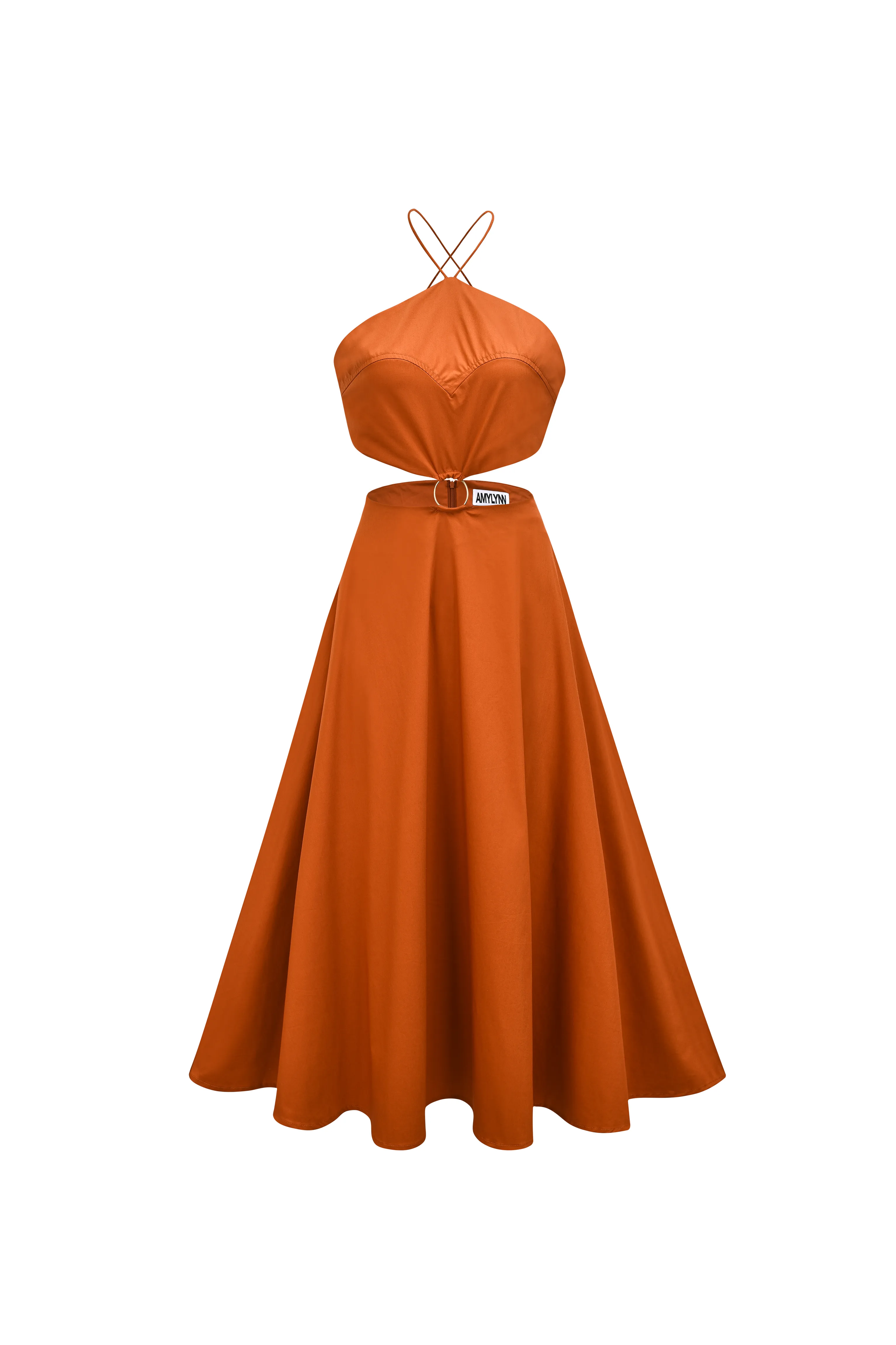 Ava Tan Orange Halter Neck Dress sold by AMYLYNN
