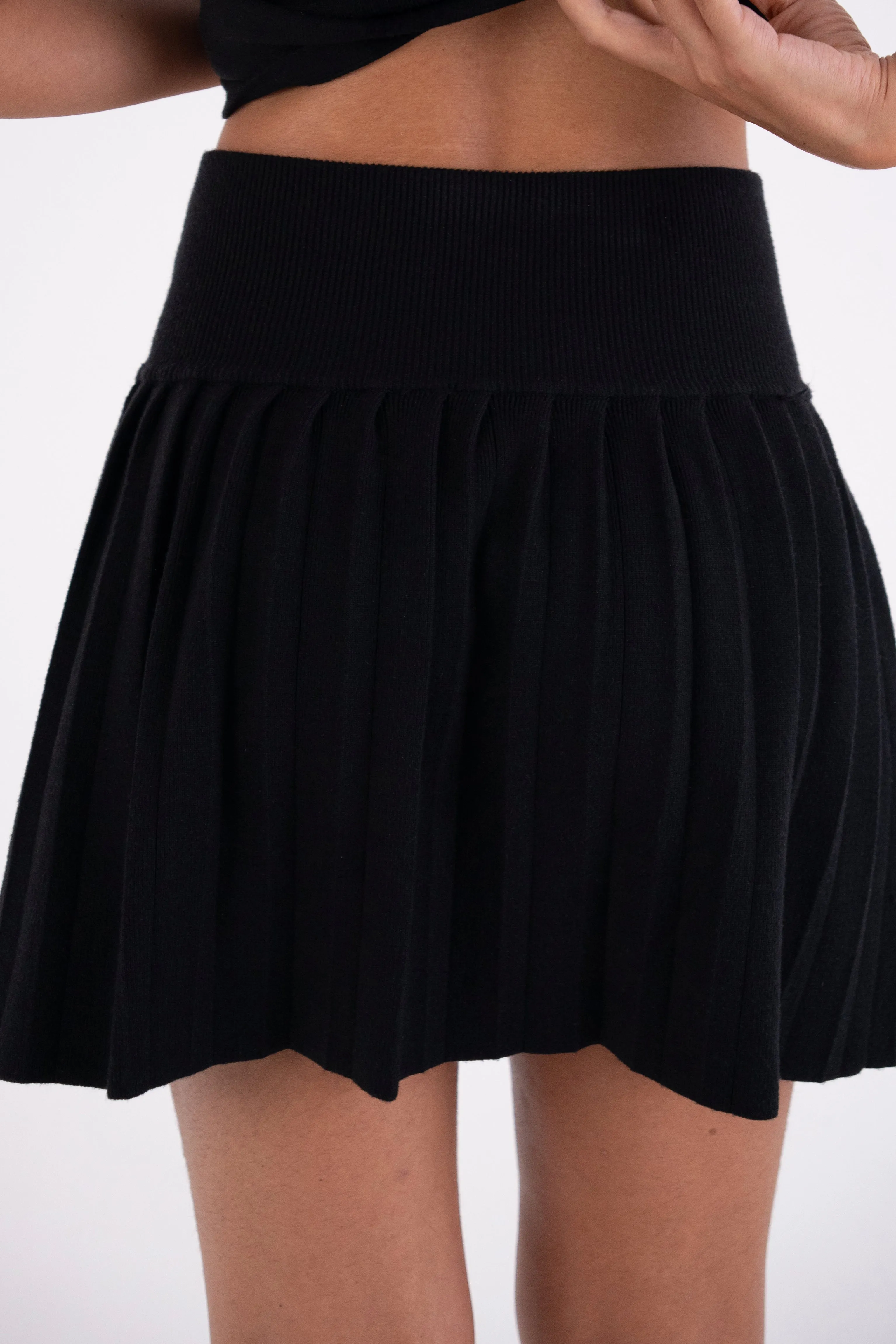Clemmie Viscose Knitted Pleated Mini Skirt sold by AMYLYNN product image thumbnail 2