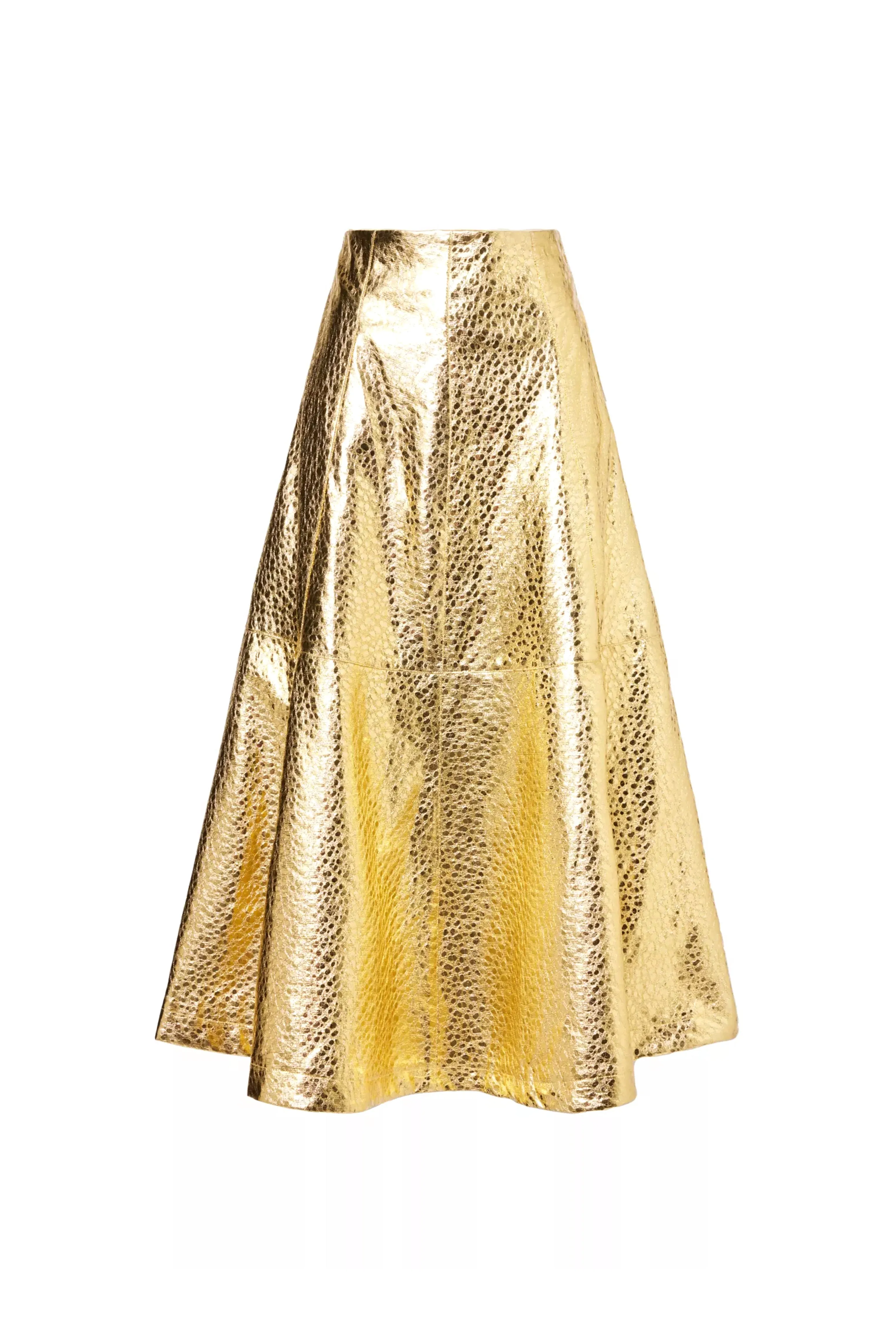 Phoebe Gold Metallic Maxi Skirt sold by AMYLYNN