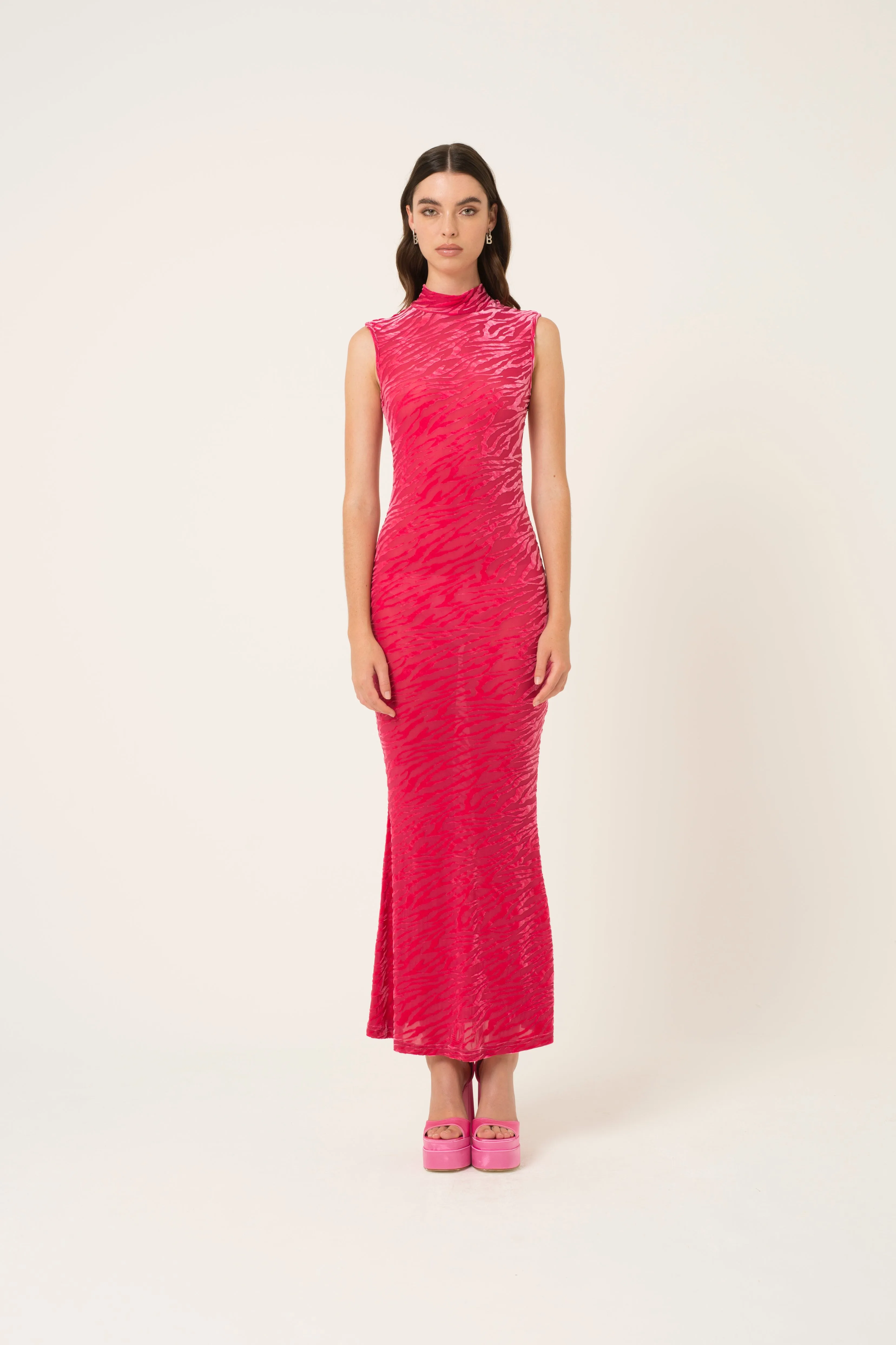 Lana Pink Fitted High Neck Dress sold by AMYLYNN product image thumbnail 2