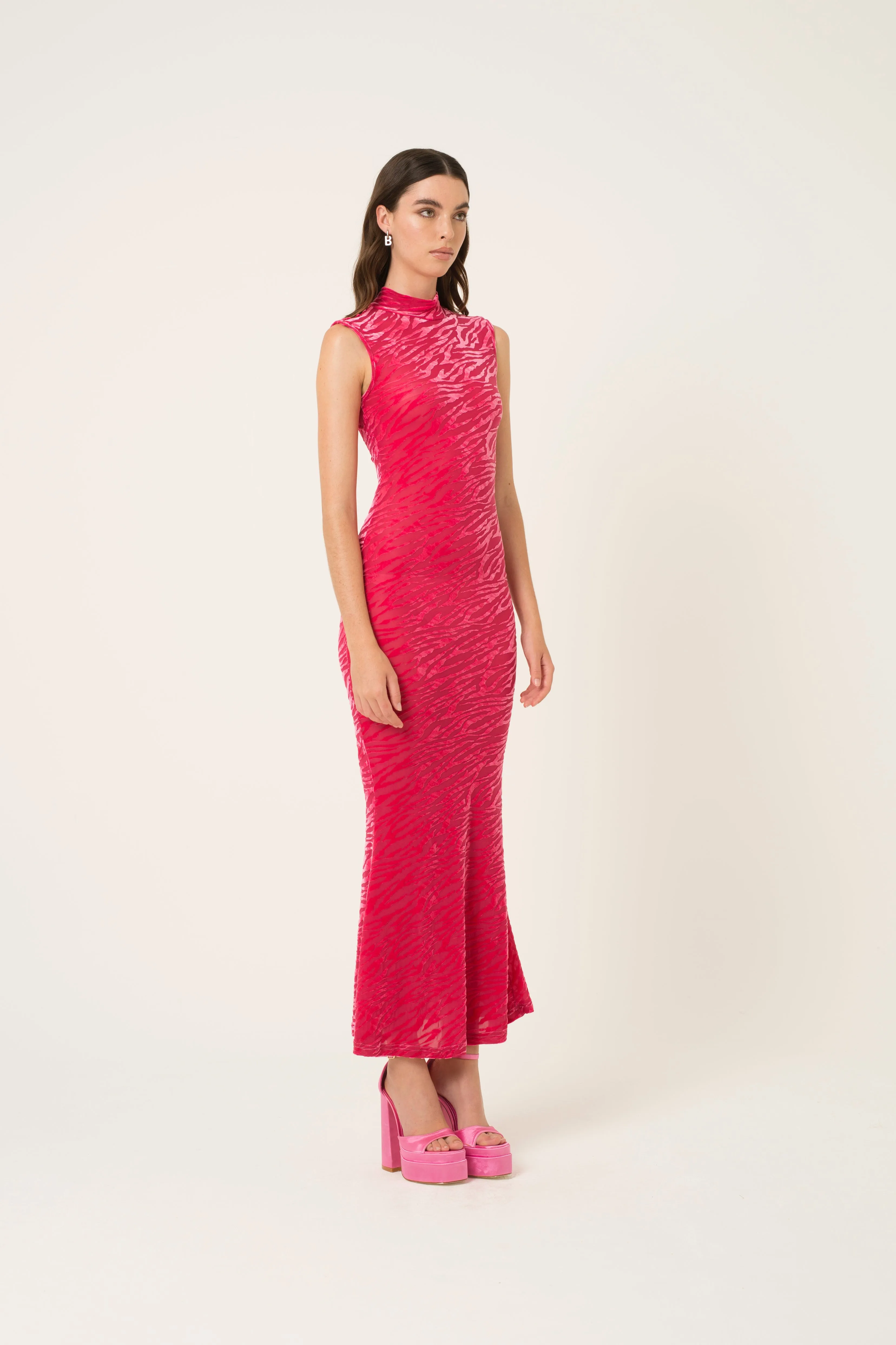 Lana Pink Fitted High Neck Dress sold by AMYLYNN product image thumbnail 4